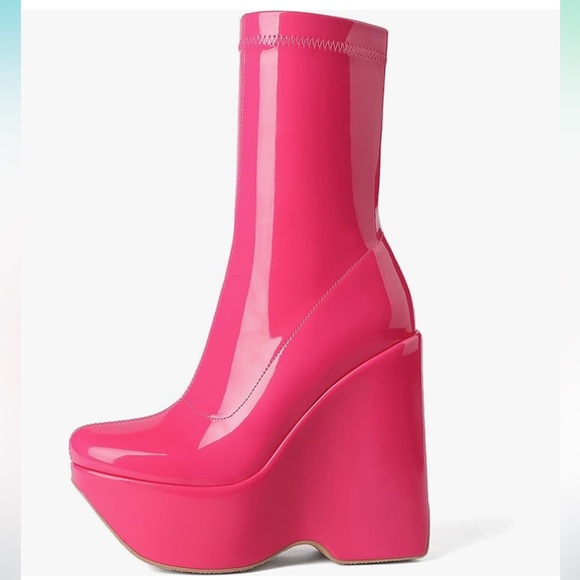 New Shop sun gurg Platform Ankle Boots for Women Wedges Narrow Mid-Calf Boot - Picture 8 of 10